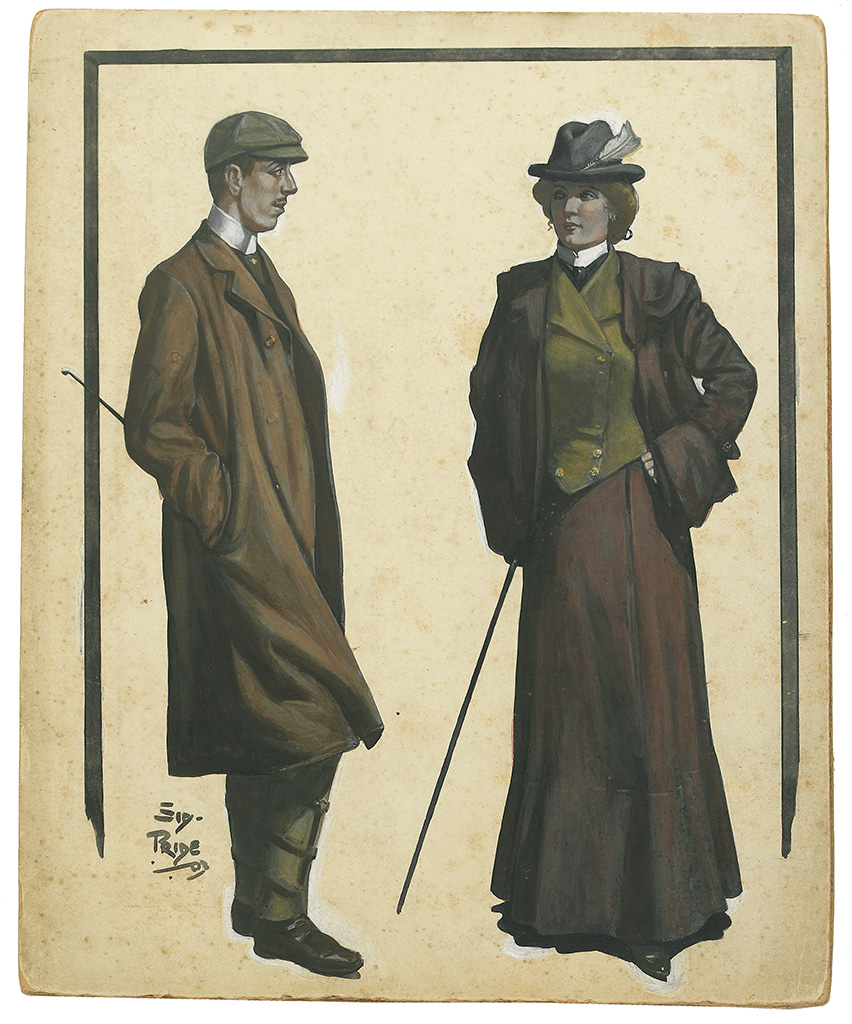 SID PRIDE. Illustration of 19th century couple in sporting dress.